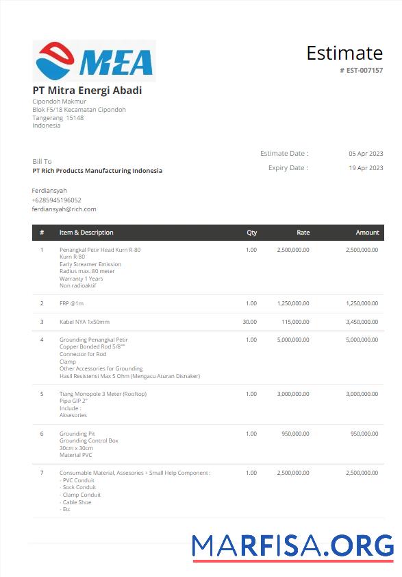 Realistic INDONESIA MEA utility bill Word and PDF template